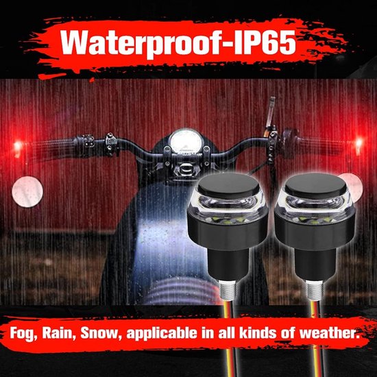 KZQ 2-delige LED richtingaanwijzers voor motor en fiets - Dubbele kleur stuurplug knipperlichten - Wit en rood — afbeelding 2