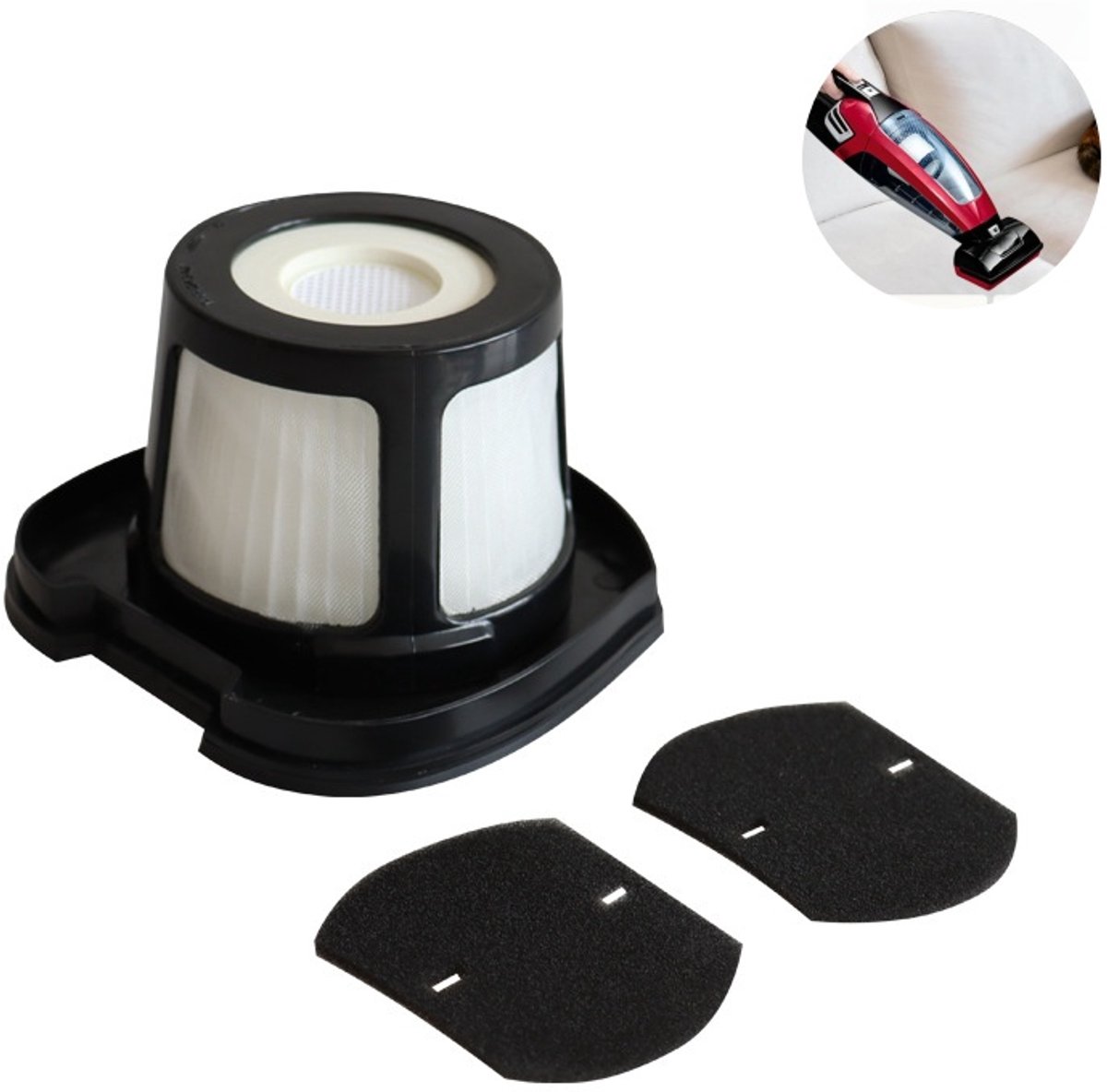 1 stuk - stofzuiger filter vervanging - filteraccessoires - compatibel met 1614212 1614203 2390 2284w - fijn stoffilter - eenvoudig te vervangen - geschikt voor thuisstofzuigers - zwart
