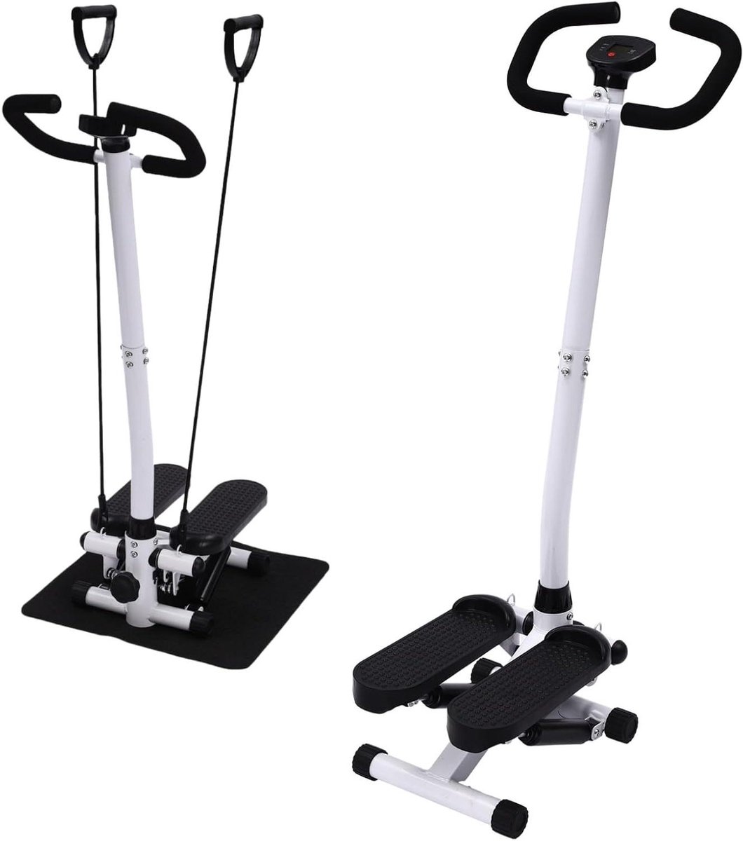 Fitness Stepper - Hometrainer Stepper - Cardio Training - Met Weerstandsbanden - 150 kg Draagvermogen - Zwart
