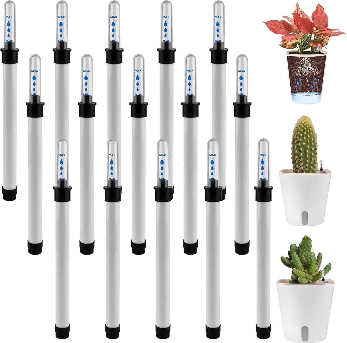 SnelShoppen - Pack van 15 Waterpeilindicatoren voor Planten - 18 cm - Waterpeil Indicator - Hydroponics - Voor Potplanten en Tuinieren - Robuust Plast