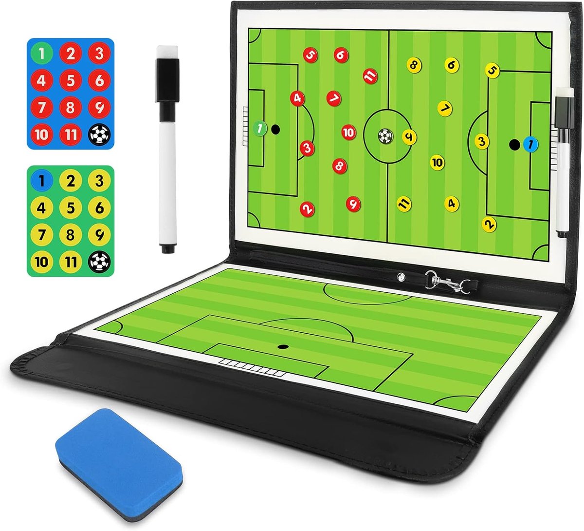 SnelShoppen - Professionele tactische voetbalcoachbord met pennen, gum en magneten, ideaal voor strategieën en aanpassingen tijdens wedstrijden