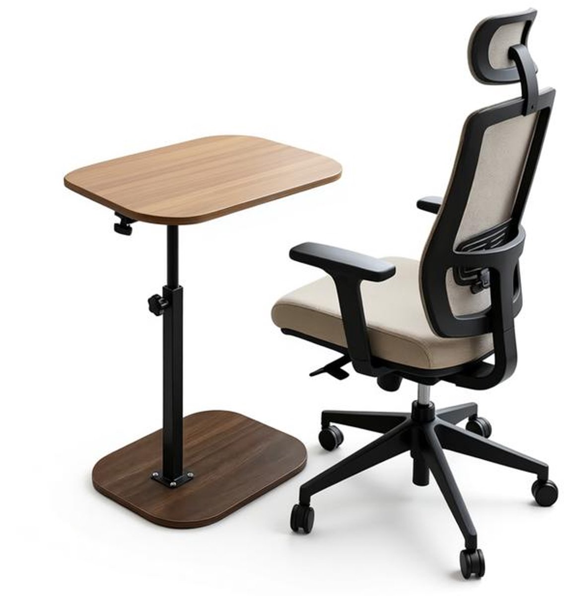 Verstelbare Hoogte 360 Graden Draaiende Kleine Extra Tafel - Opvouwbare Salontafel, Verplaatsbare Salontafel, Nachtkastje, Houten Bureau Tafel voor Thuis Kantoor, Ruimtebesparend.