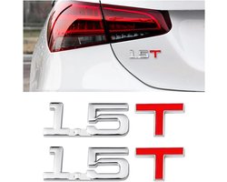 SnelShoppen - 2 Stuks 3D Embleem Badge Sticker, Metaal Motorfiets Auto Sticker Embleem Badge, Car Sticker Tuning Metaal (1.5T)