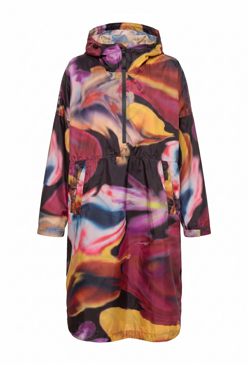 Laurasøn - Dames - Functionele regencape unisex print capuchon - Pruim - Maat 1