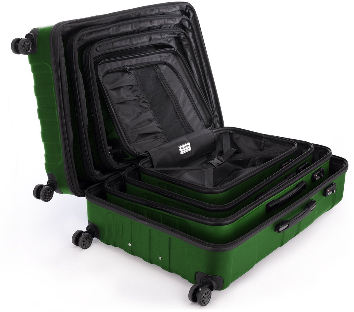 SnelShoppen - 4-delige set handbagage, middelgrote koffer, grote koffer met harde schaal, extra grote reiskoffer, trolley, rolkoffer, TSA goedgekeurd,