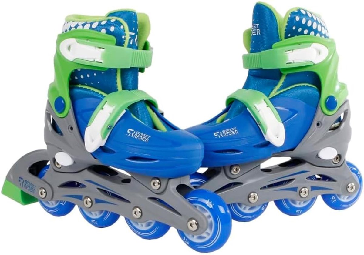 SnelShoppen - Inline Skates Kinderen Groen/Blauw - Verstelbare Maat 31-34 - ABEC7 Aluminium Frame - Comfortabele Rolschaatsen voor Buiten en Feest