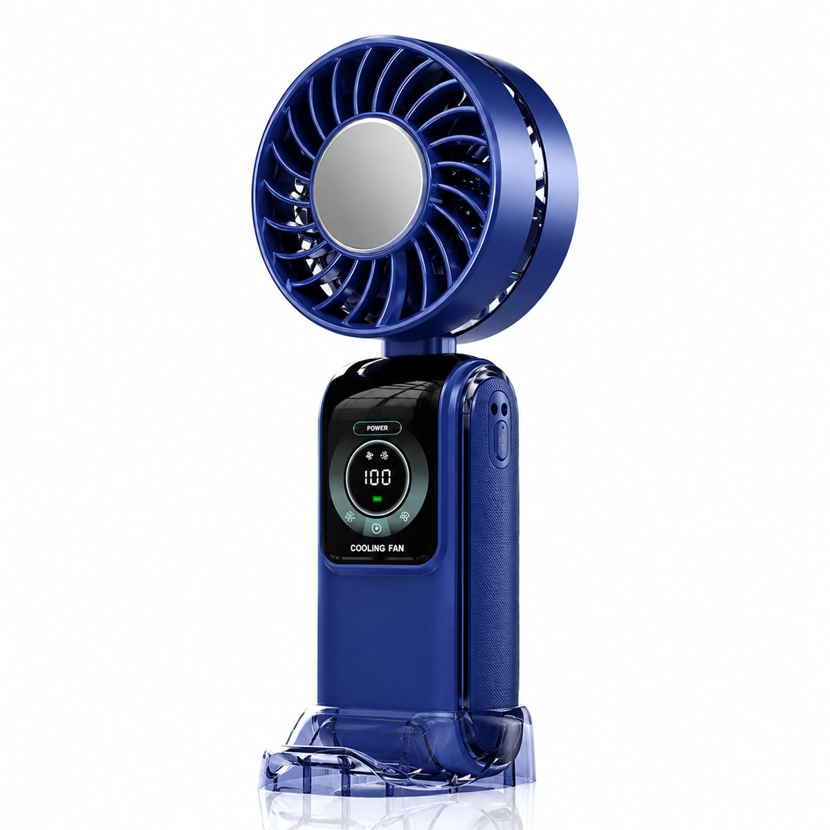 Handventilator - Mini Ventilator USB-C Oplaadbaar - 3600 mAh - Digitaal Display - 5 Snelheden - Krachtige Draagbare Ventilator - Blauw
