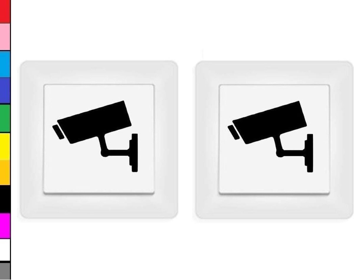 Camera Sticker - Bewaking Sticker - Schakelaar Decoratie - Zelfklevend Weerbestendig - 4 x 5 cm - Wit Glans