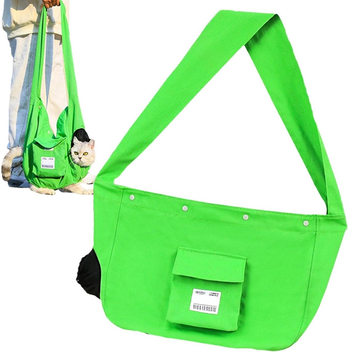 Verstelbare Kattenriem - Kattenschouderdrager - Huisdier Vervoeren - Handsfree Gemak - 25 x 18 x 3 cm - Groen