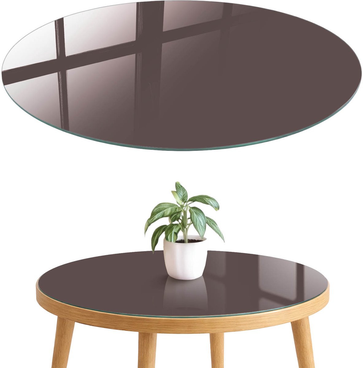 ArtPrintCave Vervaagd bruin Glazen Tafelblad fi70 cm - Tafelblad Rond - Bruin Bureaublad - Achtergronden en patronen Bureaublad