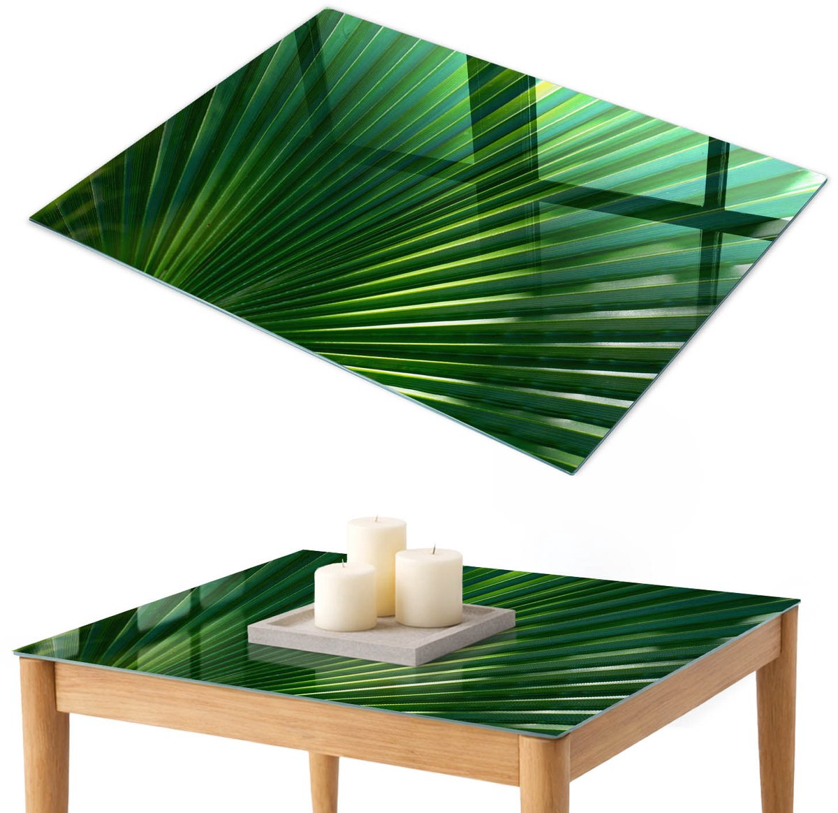 ArtPrintCave Plantmotief Glazen Tafelblad 100x70 cm - Tafelblad Rechthoek - Groente Glazen Eettafel - Natuur Keukentafel