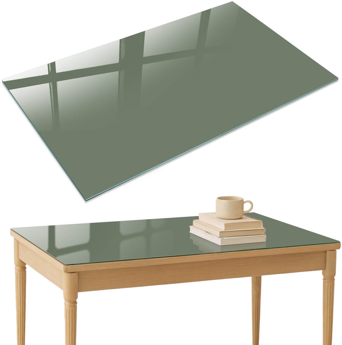 ArtPrintCave Donkere salie Glazen Tafelblad 120x80 cm - Tafelblad Rechthoek - Groente Keukentafel - Achtergronden en patronen Keukentafel