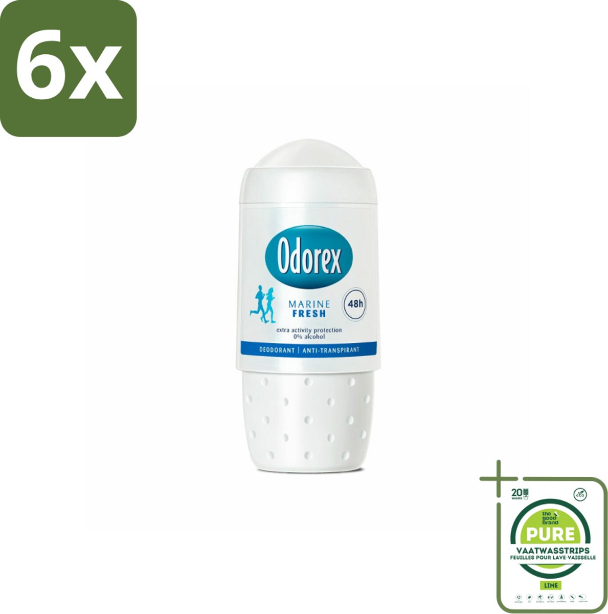Odorex - Deodorant Roller - Marine Fresh - Verfrissende Bescherming - 50 ml - Voordeelverpakking - 6 stuks - Deodorant - Antitranspirant