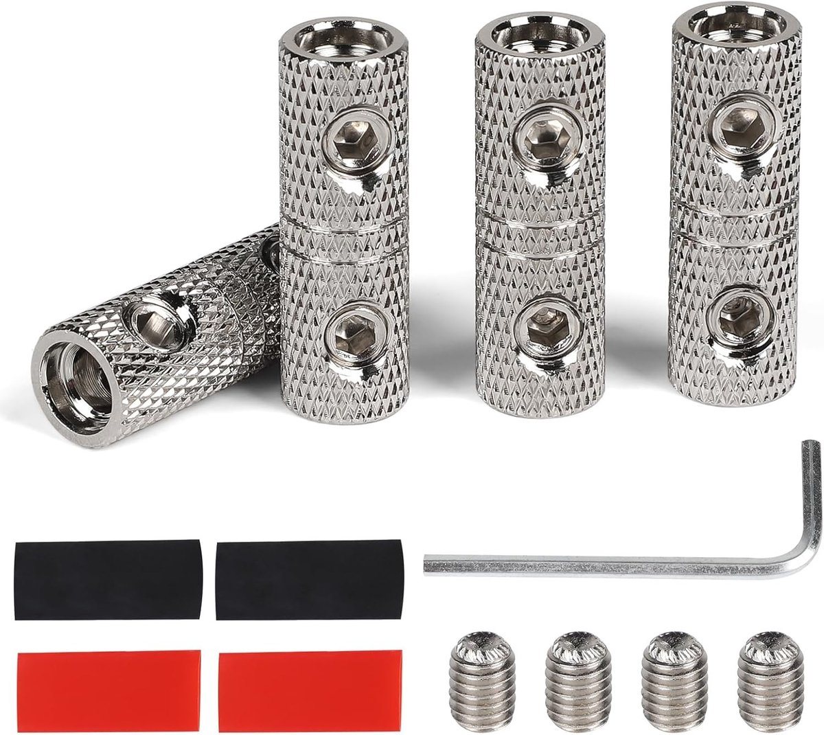 Impact Connectors 10 mm² met 4 Crimp Connectors, Car Compression Connectors voor Audio en Batterijverbinding, Messing Connector voor 8 AWG Kabelverbinding en Kabeldoorvoer