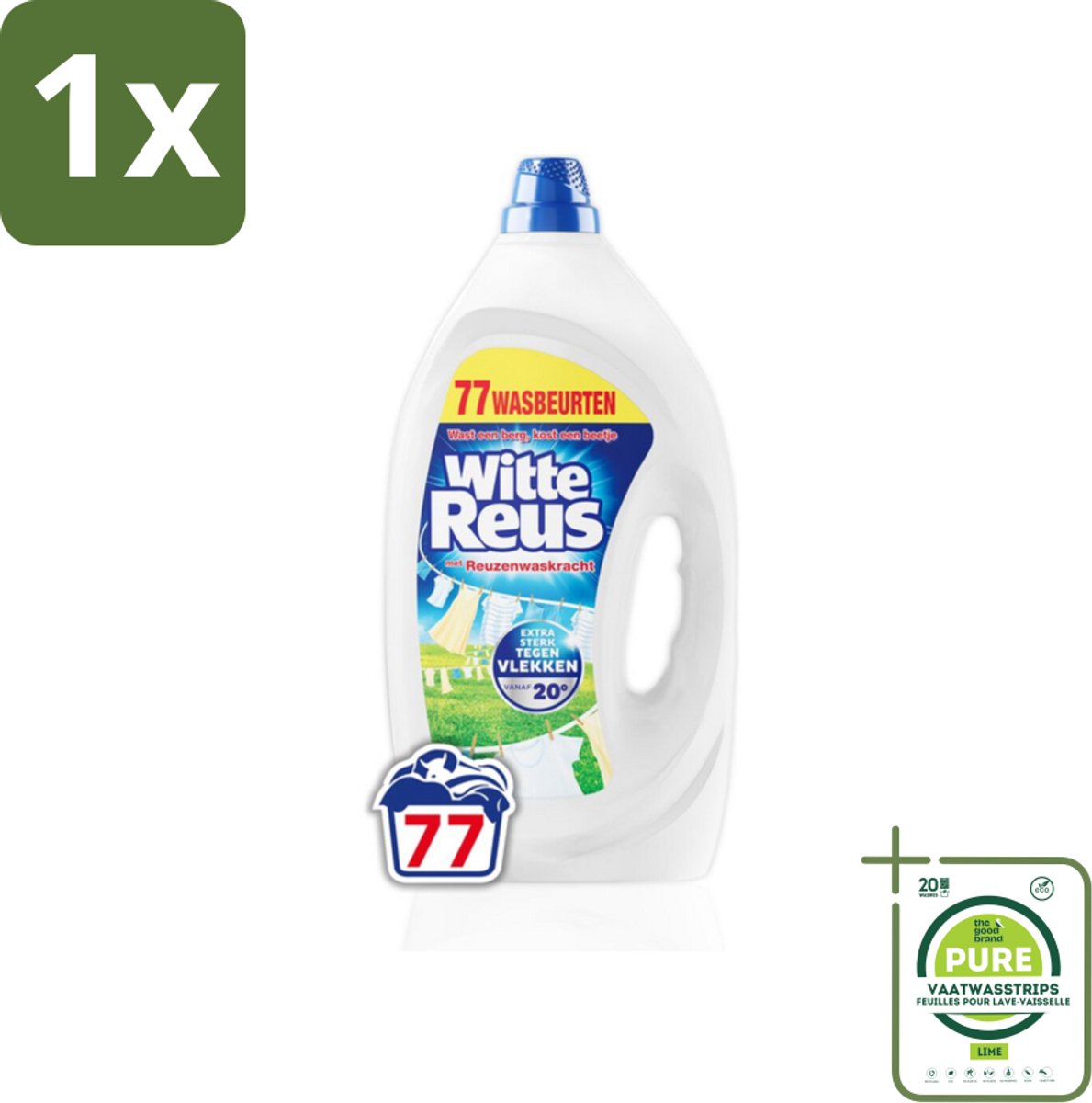 1 x Witte Reus - Vloeibaar Wasmiddel - Witte Was - 77 Wasbeurten - Witte Was - Wasmiddel - Vlekken Verwijderen - Waskracht - Vloeibaar Wasmiddel