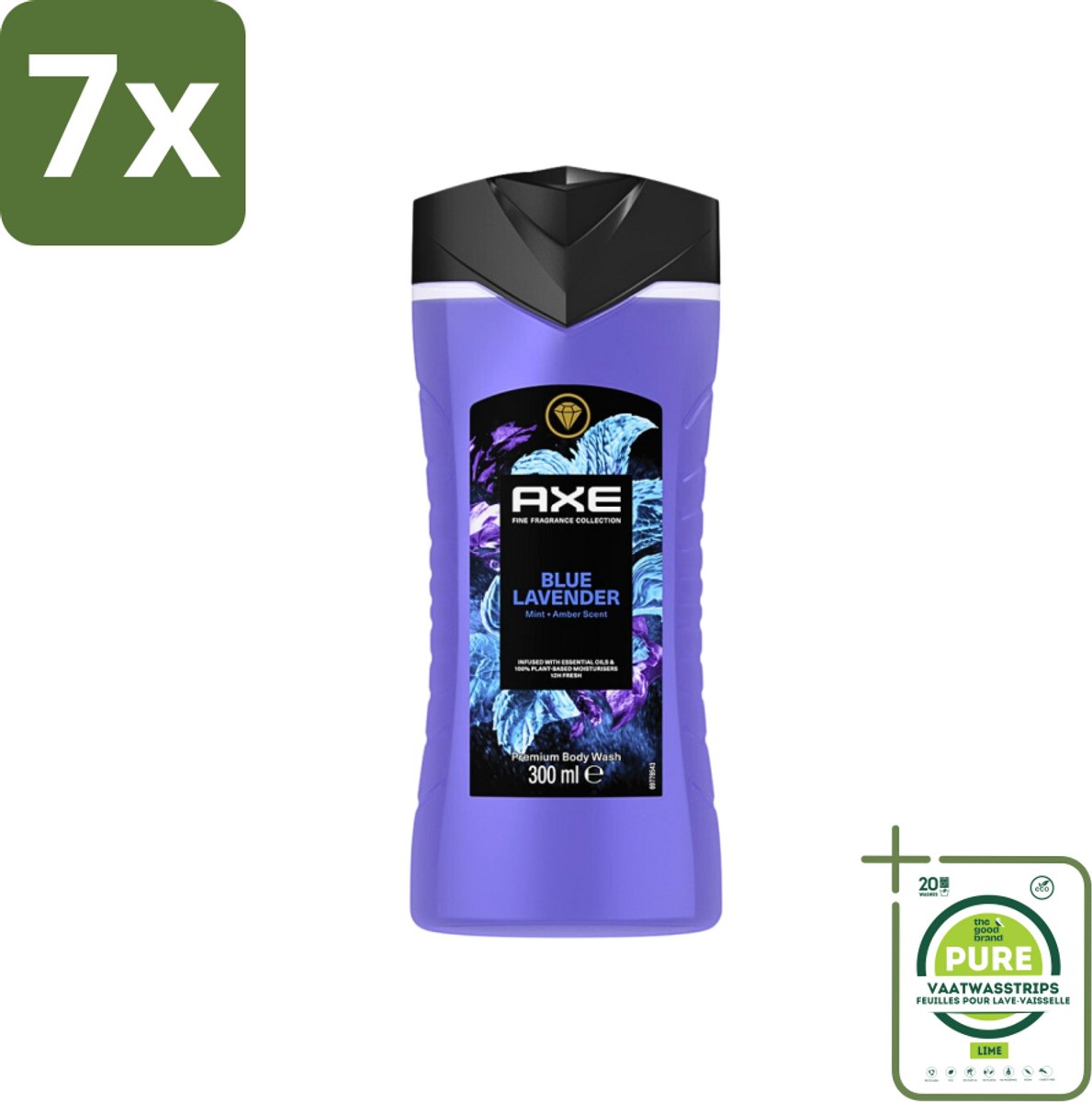 7 x AXE - Douchegel - Blue Lavender - Kalmerend - Premium Geur - 300 ml - Grootverpakking - Douchegel - AXE Blue Lavender - Kalmerende Geur - Premium Geur - Lavendel