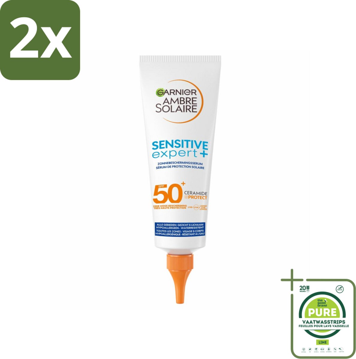 Garnier - Ambre Solaire - Zonnebrandserum - Sensitive Expert - SPF 50+ - 125 ml - Voordeelverpakking - 2 stuks - Zonbescherming - Zonnebrand