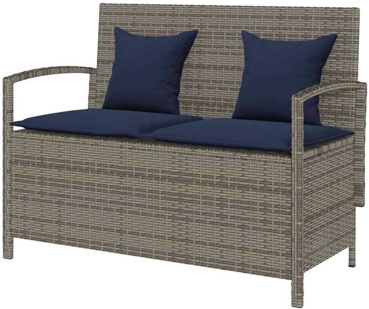 Opbergbank Tuin - Buitenbank Kussenbox - Terras Organiseren - Waterdichte Tas - 111 x 87 x 56 cm - Grijs