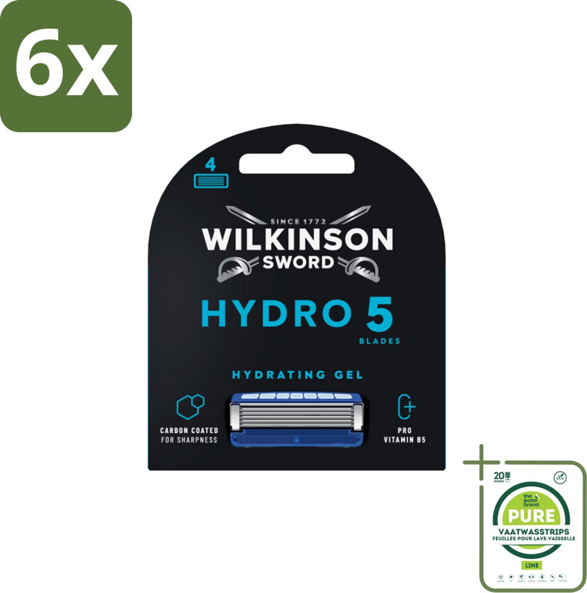 Wilkinson Sword - Navulmesjes - Hydro 5 Skin Protection - Beschermend - 4 mesjes - Voordeelverpakking - 6 stuks - Scheermes - Scheermesjes