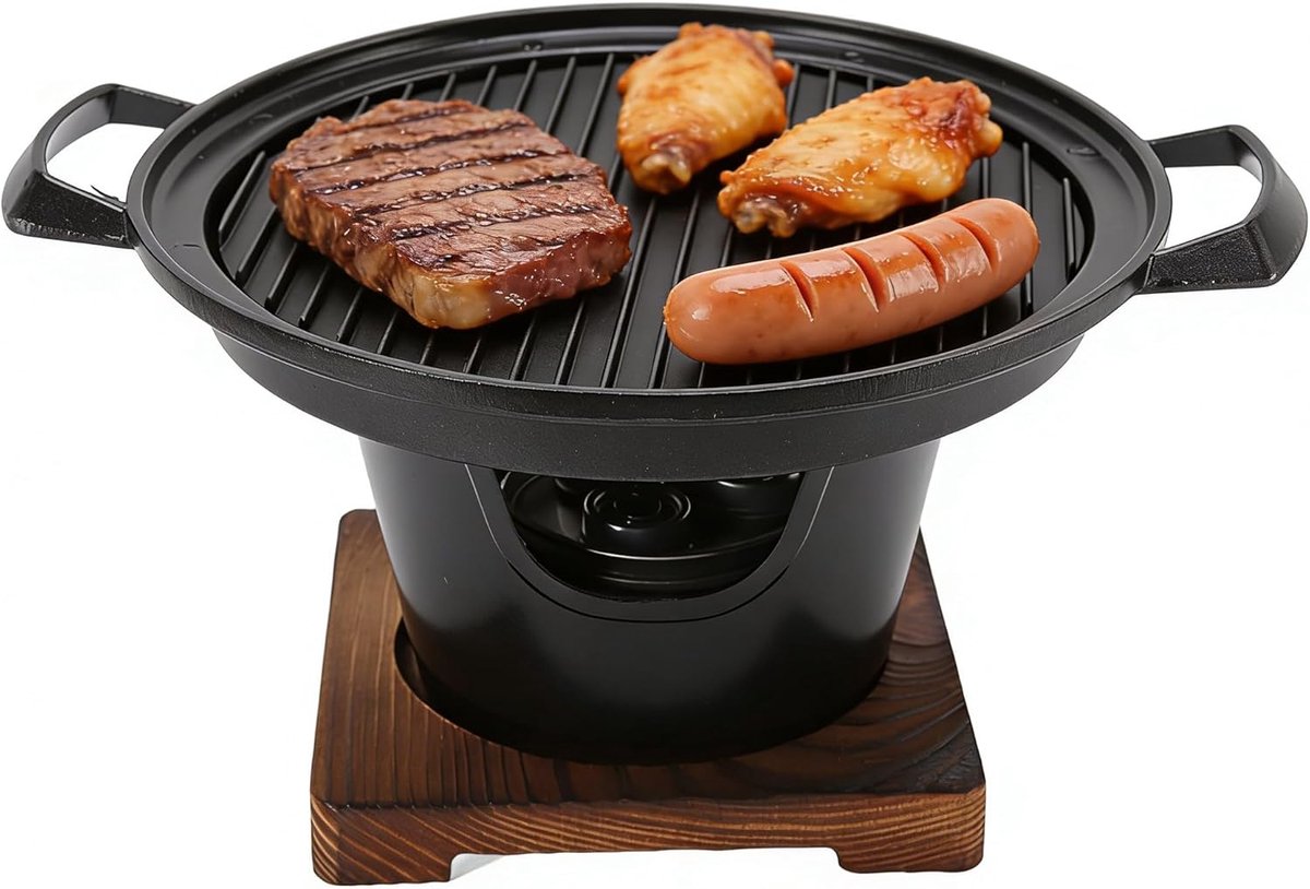 SnelShoppen - Barbecue Grill Mini Hibachi Grill - Kleine Tafel Grill - Antiaanbak en Makkelijk Schoonmaken - Draagbare Rookloze Houtskool Grill voor B