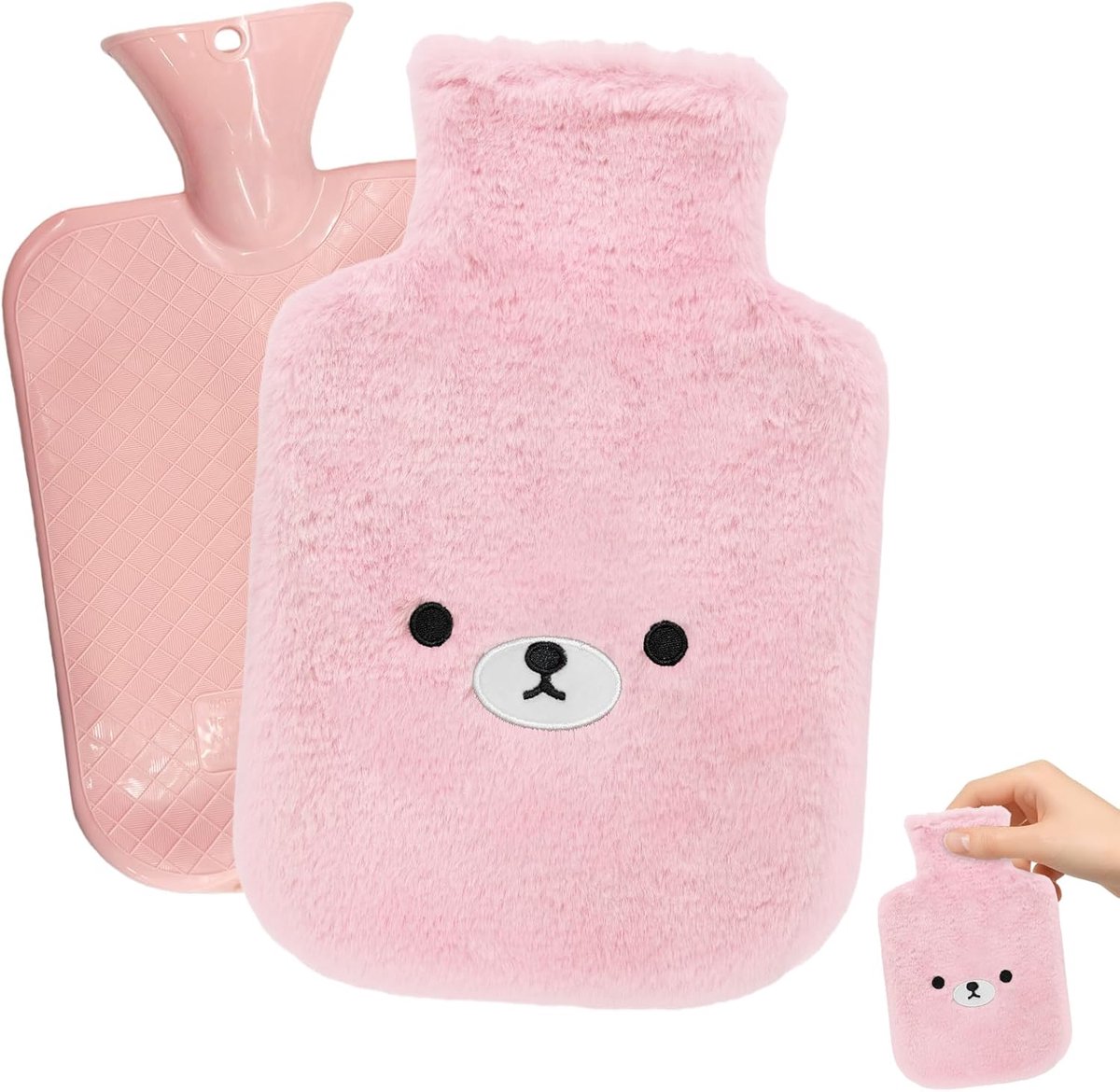 Flintronic Warmwaterkruik voor kinderen, 2 liter, met hoes, afneembaar en wasbaar, kleine zachte warmwaterkruik bij - ShopVlot