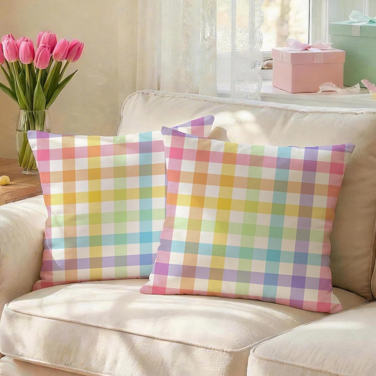 Decoratieve Kussenhoezen 40 x 40 cm met Diamantpatroon voor Woonkamer, Sofa en Slaapkamer - Set van 2 Stuks voor Thuisdecoratie en Tuin