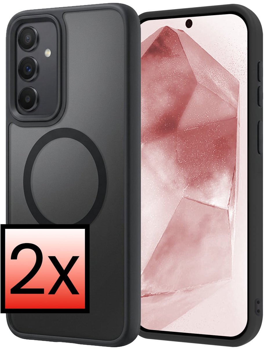 Hoesje - 2 Stuks - Geschikt voor Samsung Galaxy A55 - Magsafe Compatible - Sterk & Shockproof - Back Cover - Shock Proof Case - Telefoon Hoes - Zwart