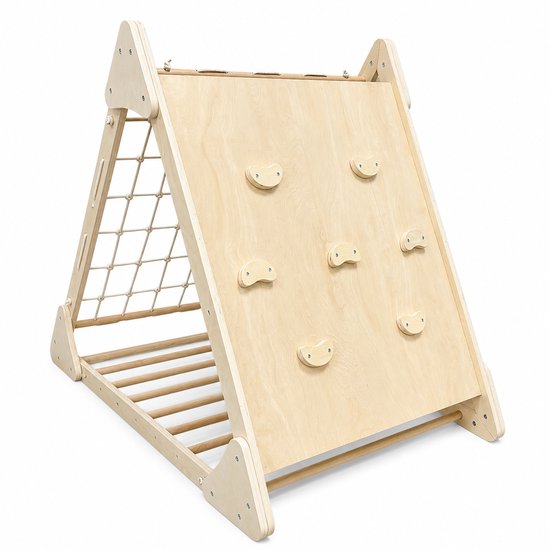 Maxx kidz - Houten Klimrek XL - Pikler Speeltoestel voor Binnen en Buiten - Klimdriehoek met 3 Verschillende Zijden - Hout Speelgoed van Merkloos — afbeelding 3