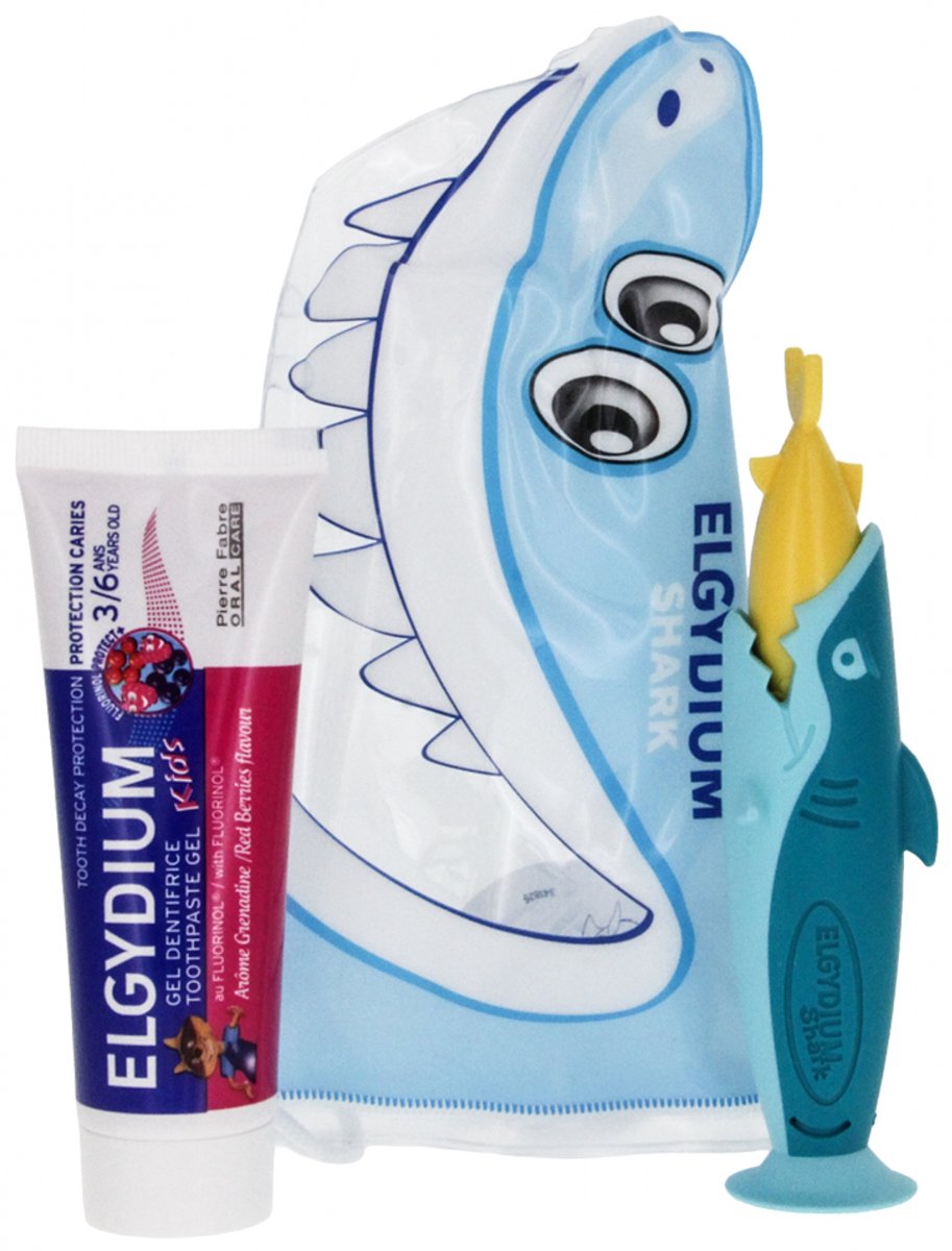 Elgydium Reisetui Shark 3-6 Jaar (Kleur : Blauw/Geel)