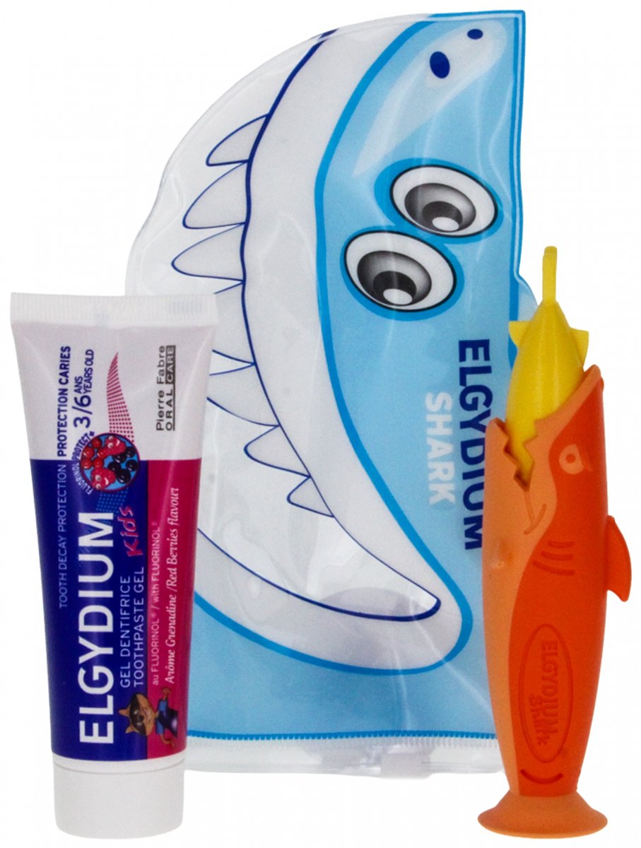 Elgydium Reisetui Shark 3-6 Jaar (Kleur : Oranje/geel)