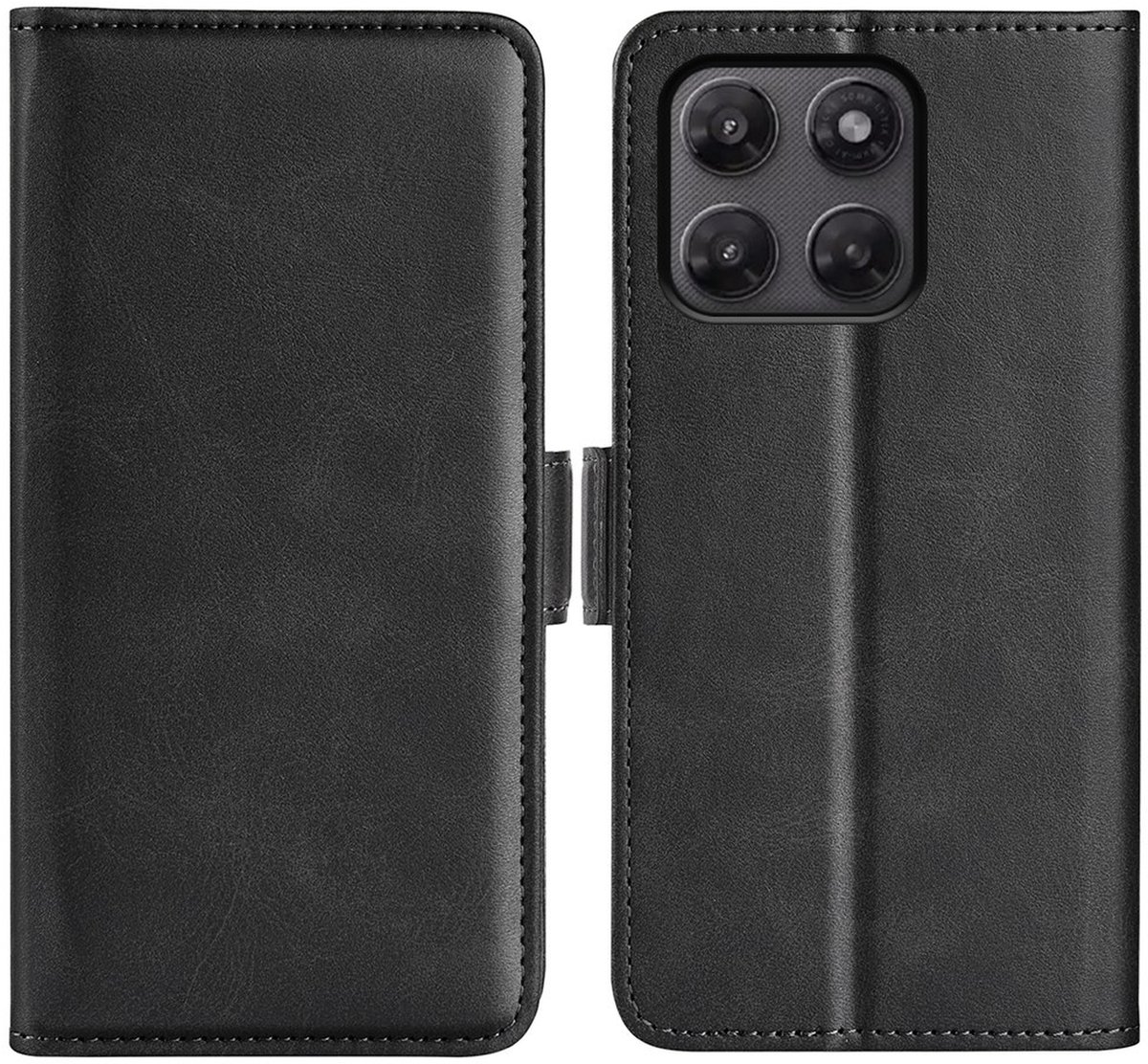 MobyDefend Hoesje - Geschikt voor Motorola Moto G37 Power - Luxe Wallet Book Case (Sluiting Zijkant) - Zwart