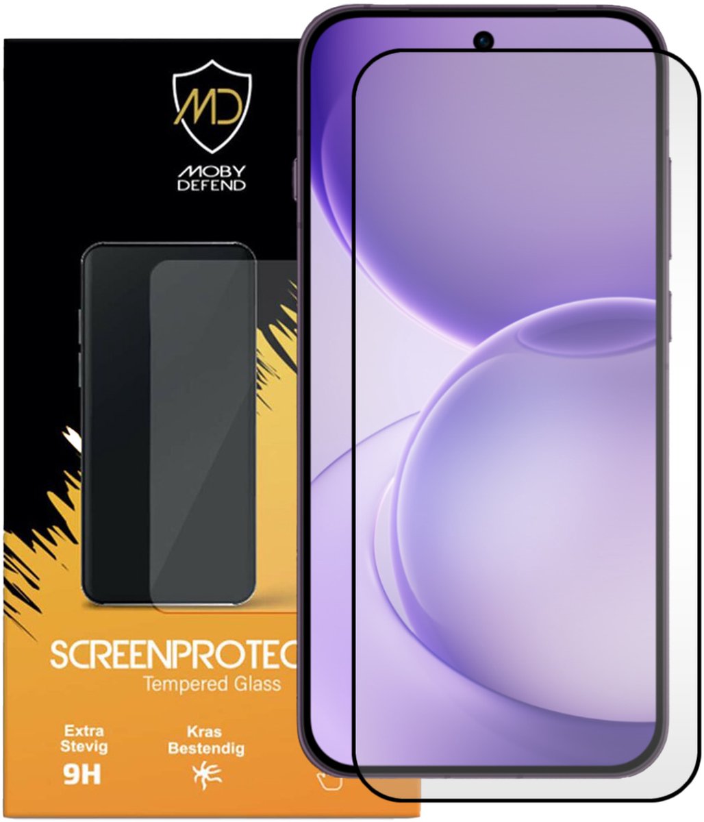MobyDefend Screenprotector - Geschikt voor Oppo Reno16 - Screensaver Met Zwarte Randen - Gehard Glas