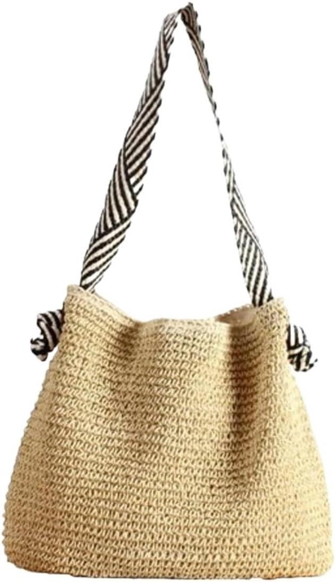 Strandtas Woven Bag - Hobo Tas Tote - Zomerse Uitjes - Handgemaakt Stijlvol - 35 x 10 x 39 cm
