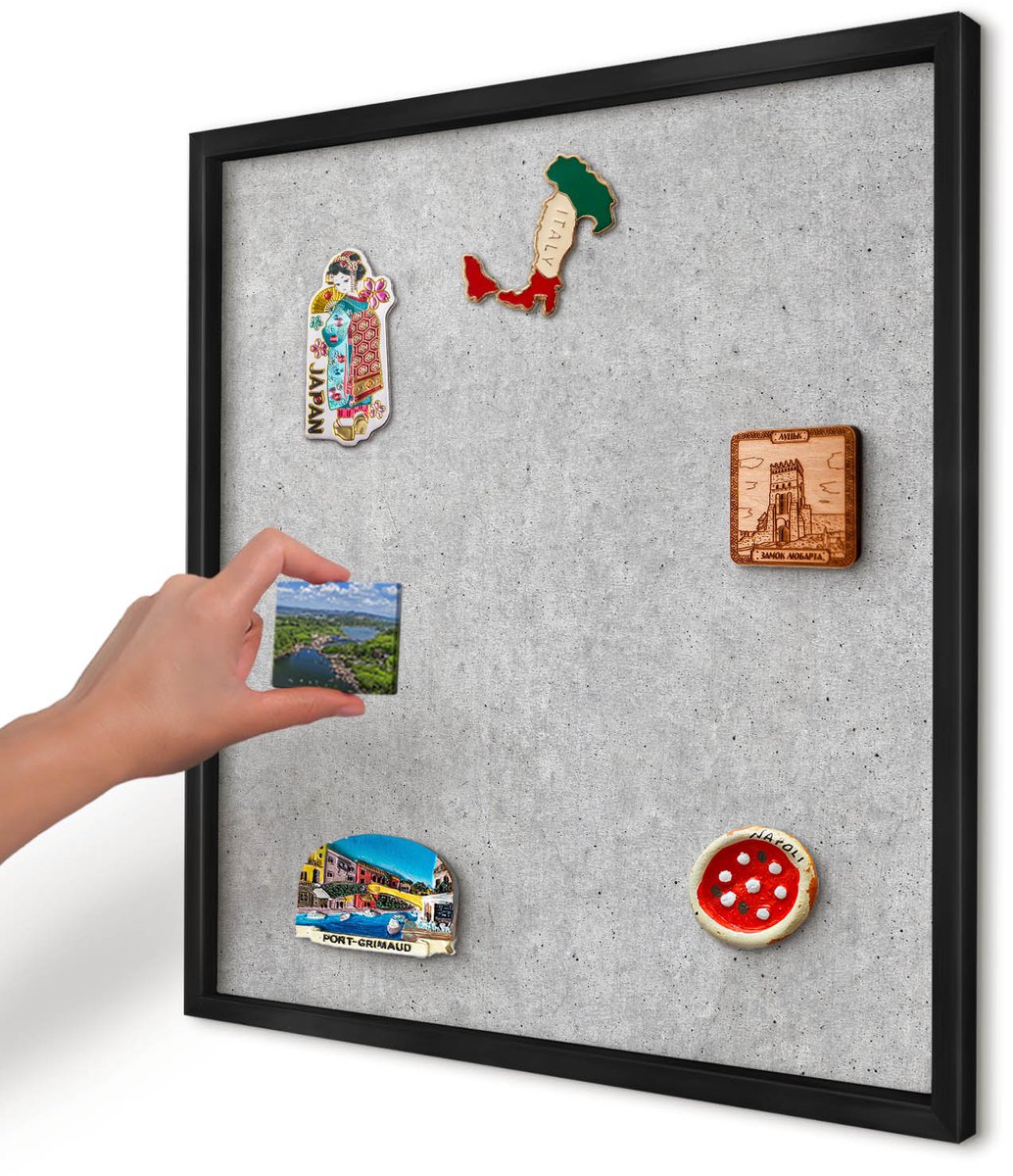 Artprintcave Grijs Magneetbord mit Zwart Frame - 50x50 cm - Grijze Textuur Magnetische Organizer - Minimalist Magnetisch Bord - Texturen