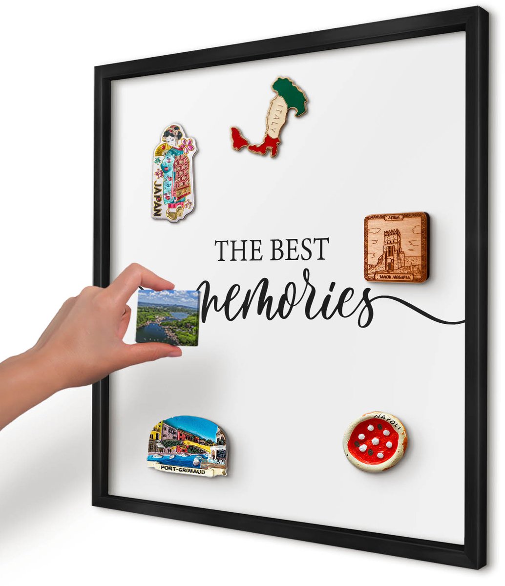 Artprintcave Wit Magneetbord mit Zwart Frame - 50x50 cm - Inspirerende Herinneringen Magnetisch Bord - Typografisch Magnetisch Bord Voor Magneten - Teksten