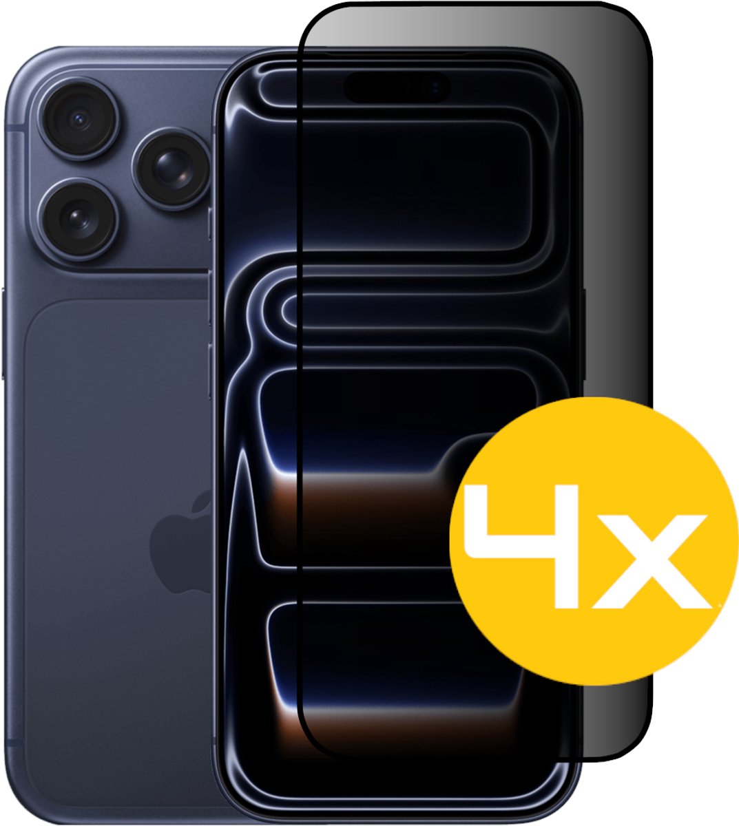 Privacy Screenprotector Geschikt Voor iPhone 17 Pro - Volledige Beschermglas - 4 Stuks