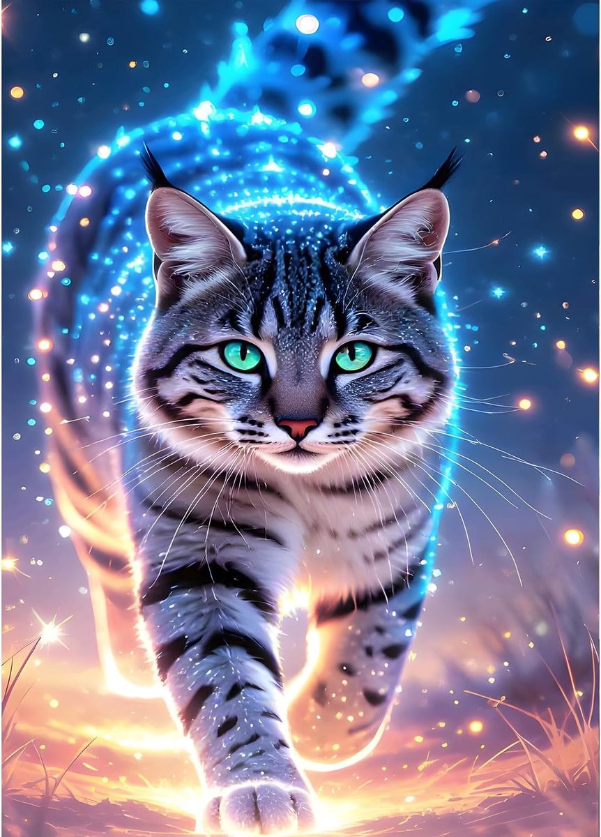 5D oplichtende kat diamond painting kit voor volwassenen beginners dromerige kat diamant kunst kits volledige doe-het-zelf fantasie diamant borduurset perfect voor ontspanning en decoratie 30 x