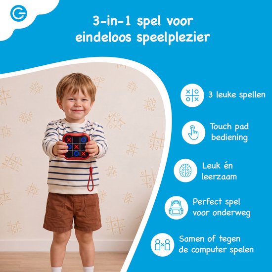 Silvergear Boter Kaas en Eieren Spel 3-in-1 - Whack A Mole - Tic Tac Toe - Geheugenspel - Reisspelletjes Kinderen - Educatief Speelgoed - Reisspellen - Cadeau voor Jongens en Meisjes - Vakantie Vliegtuig / Auto - Reizen - 6, 7, 8, 9+ Jaar - Rood