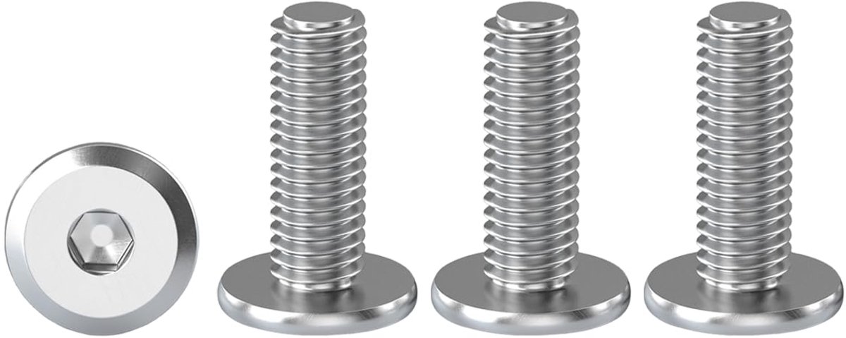 Schroeven met binnenzeskant, platte kopschroeven, M4, lenskopschroeven, draadschroeven, M4 x 20 mm, roestvrijstalen schroeven voor meubelmontage, houtbewerkingsprojecten, 20 stuks
