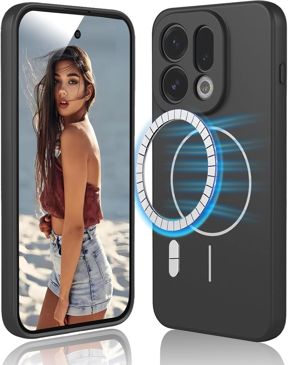 Magnetisch voor Oppo Find X9 5G - Telefoonhoesje van Vloeibaar Siliconen, Schokbestendig Case, Compatibel met Magnetische Accessoires, Zwart