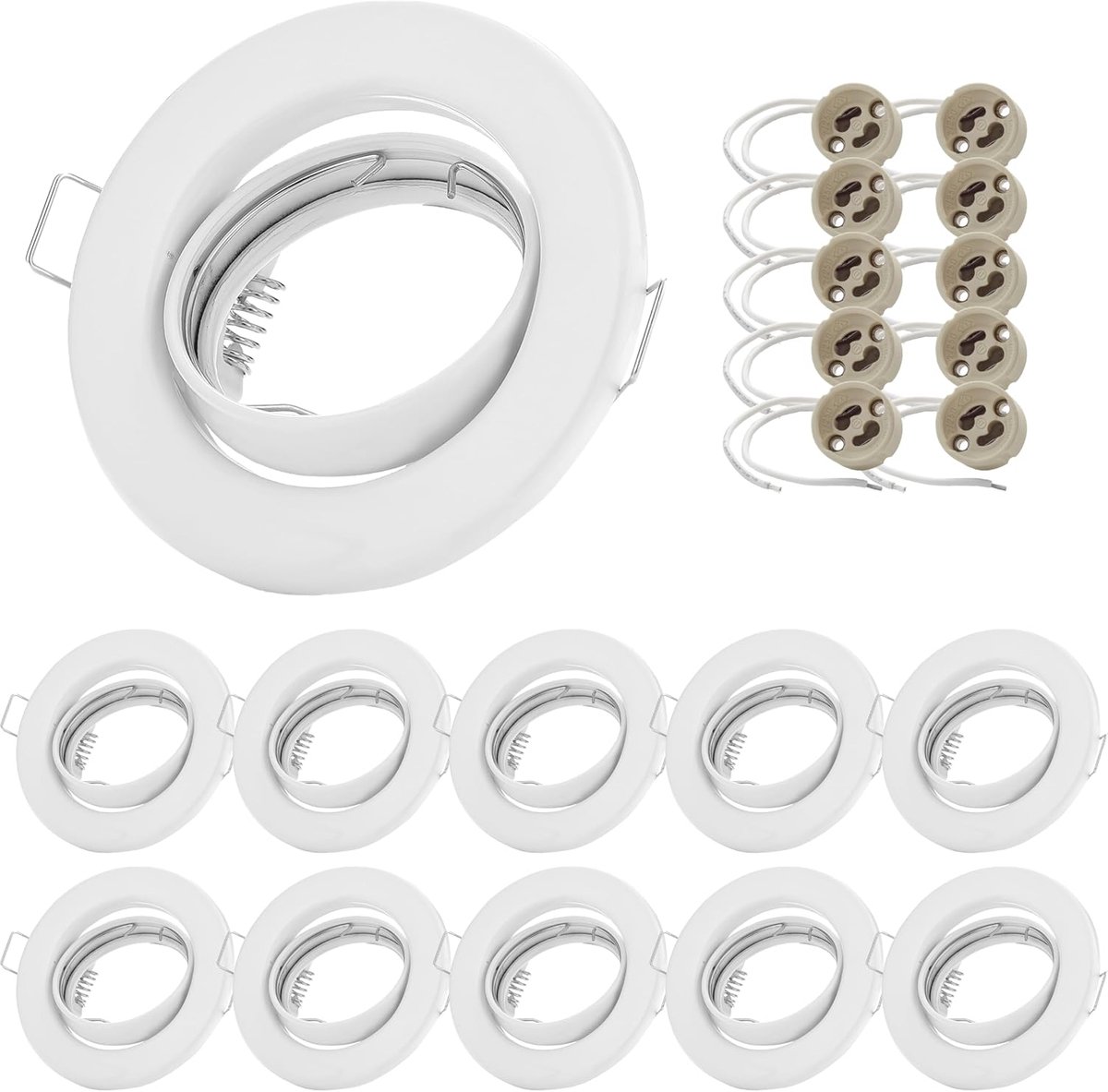 10x Sweet LED Inbouwframe incl. GU10 fitting - IP20 inbouwspots 230V - geschikt voor LED & halogeen - zwenkbare LED inbouwspots van metaal - Ø 88mm, wit