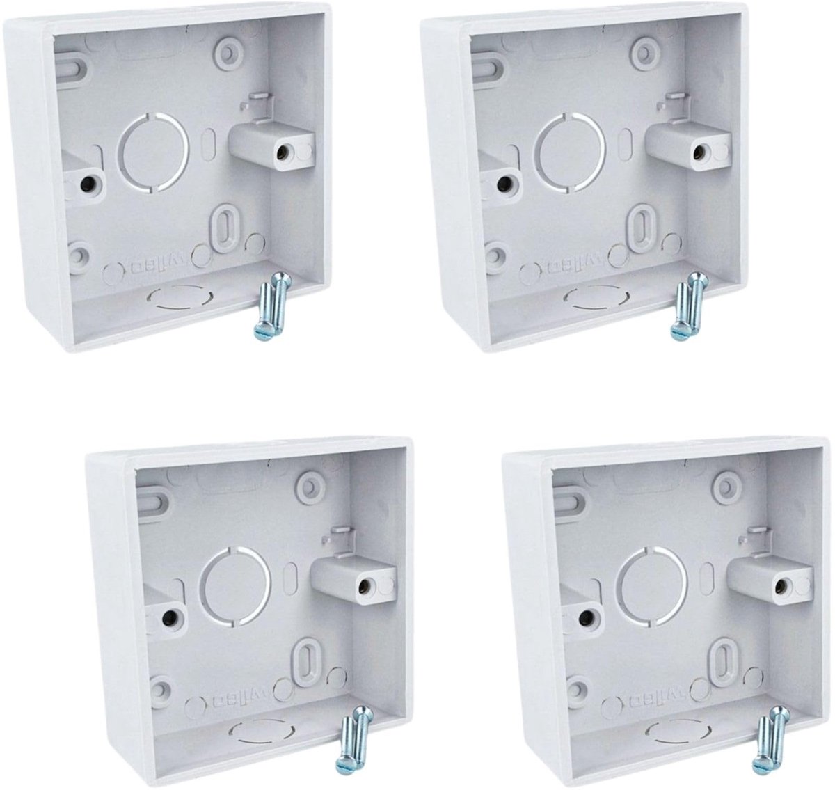 Omgoods - Set van 4 vierkante wanddozen 86 x 86 mm voor thermostaat