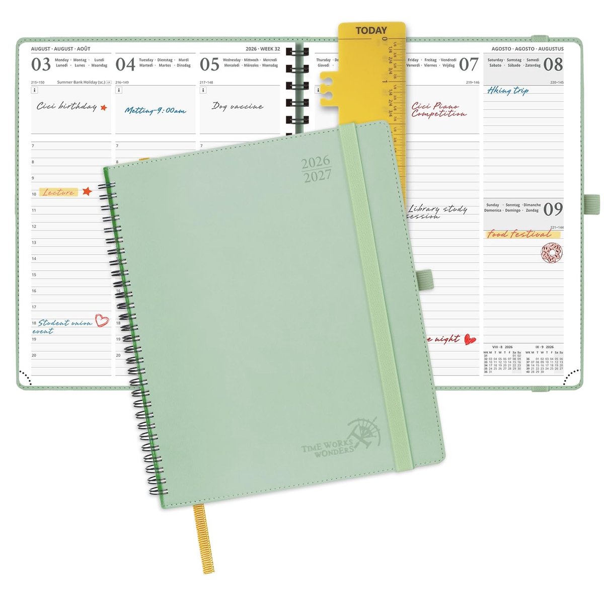 Omgoods - Agenda 2026-2027 - Verticale Weekplanner met PU Leren Cover