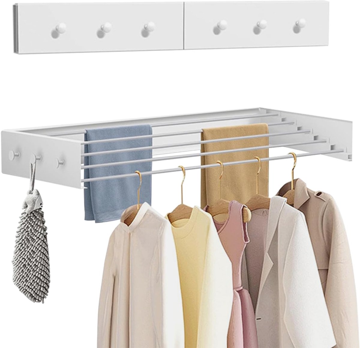 Omgoods - Wandgemonteerd Droogrek met Upgrade Haken