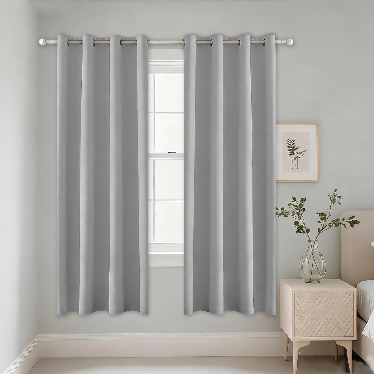 Omgoods - Blackout Gordijnen - Set van 2 - 46 x 54 inch - 100% Opaque voor Woonkamer, Grijs
