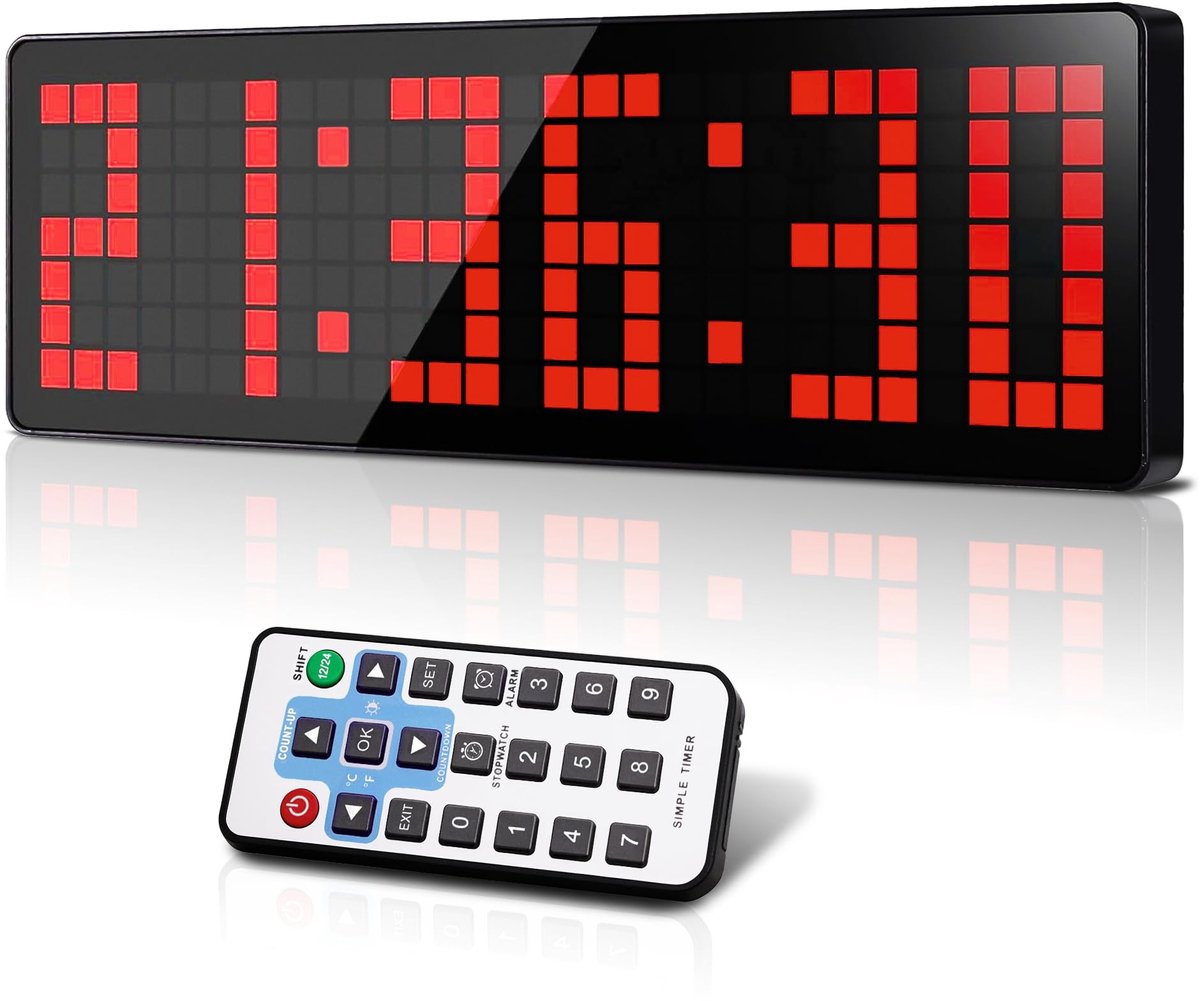 Omgoods - Fitness Trainings Timer - Grote Digitale LED Wandklok voor Sport en Workout
