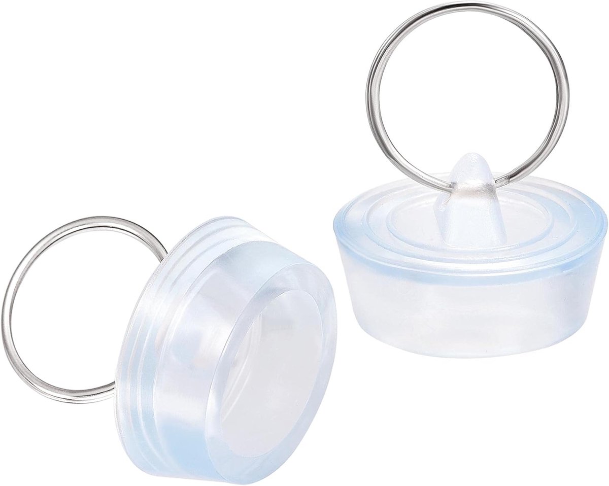sourcing map 2 stuks rubberen spoelstop, afvoerstopper, helder blauw, voor 29-32 mm, met ophangring voor badkuip, keuken en badkamer