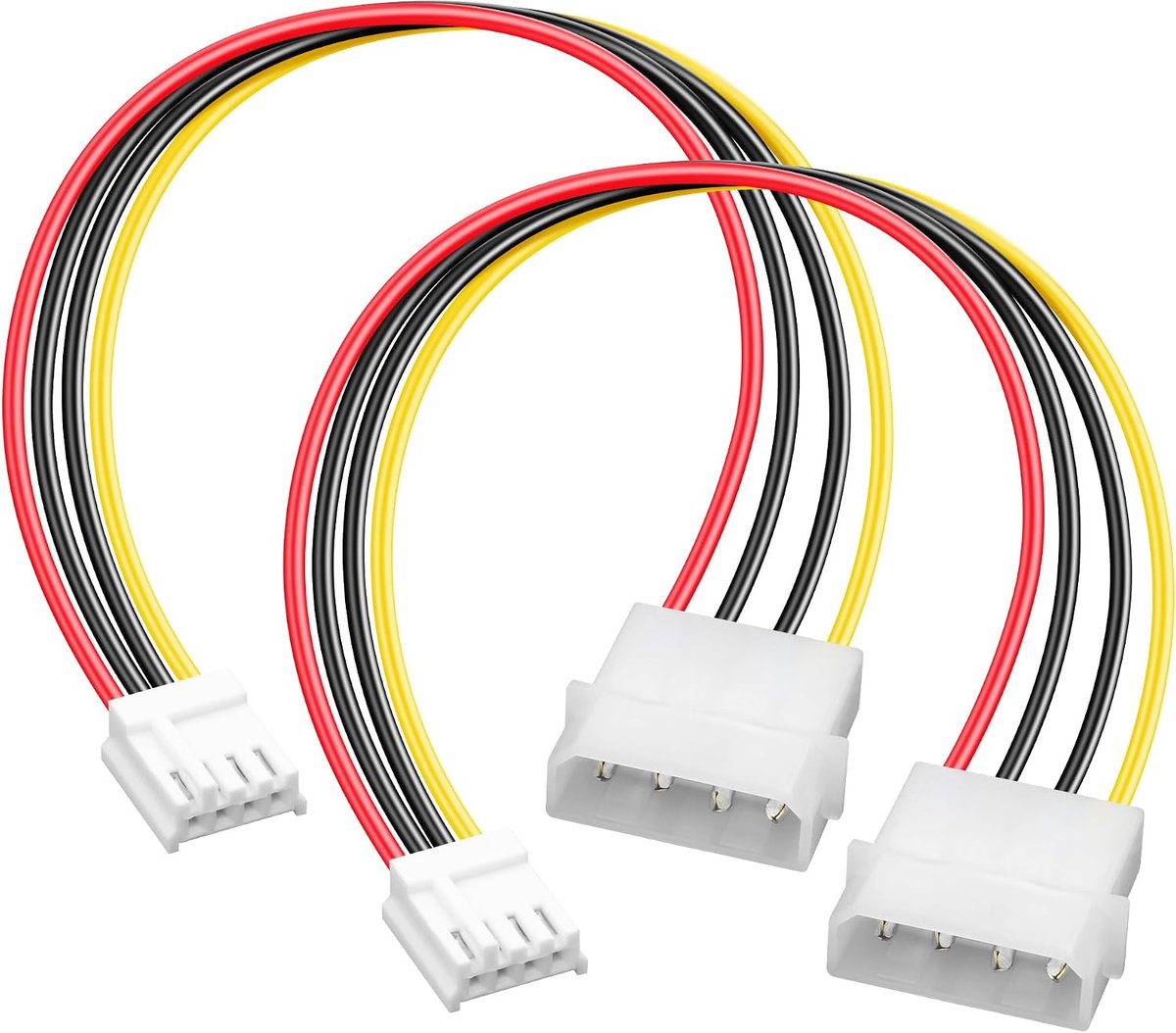 voedingskabel 30 cm, IDE-stekker (4-polig, groot) naar floppy drive voedingskabel voor interne componenten van oude desktop-pc's (2 stuks)