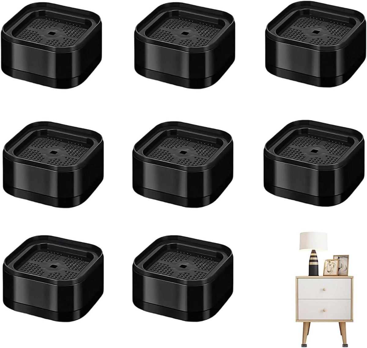 8 stuks stapelbare meubelverhoging, tafelverhoging, tafelbeenverlenging, verstelbare tafelverhoging voor wasmachines, banken, tafels, kledingkasten