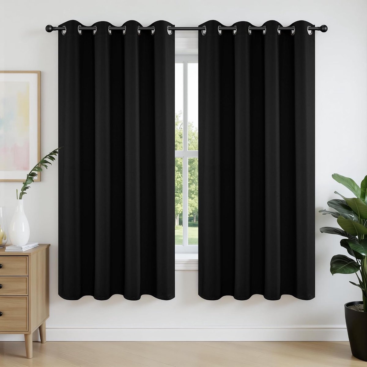Verduisterende gordijnen 228 cm lengte 2 panelen set, thermisch geïsoleerde lange gordijnen en gordijnen 2 burg, kamerverduisterende doorvoergordijnen voor woonkamer slaapkamer raam (228 x 228
